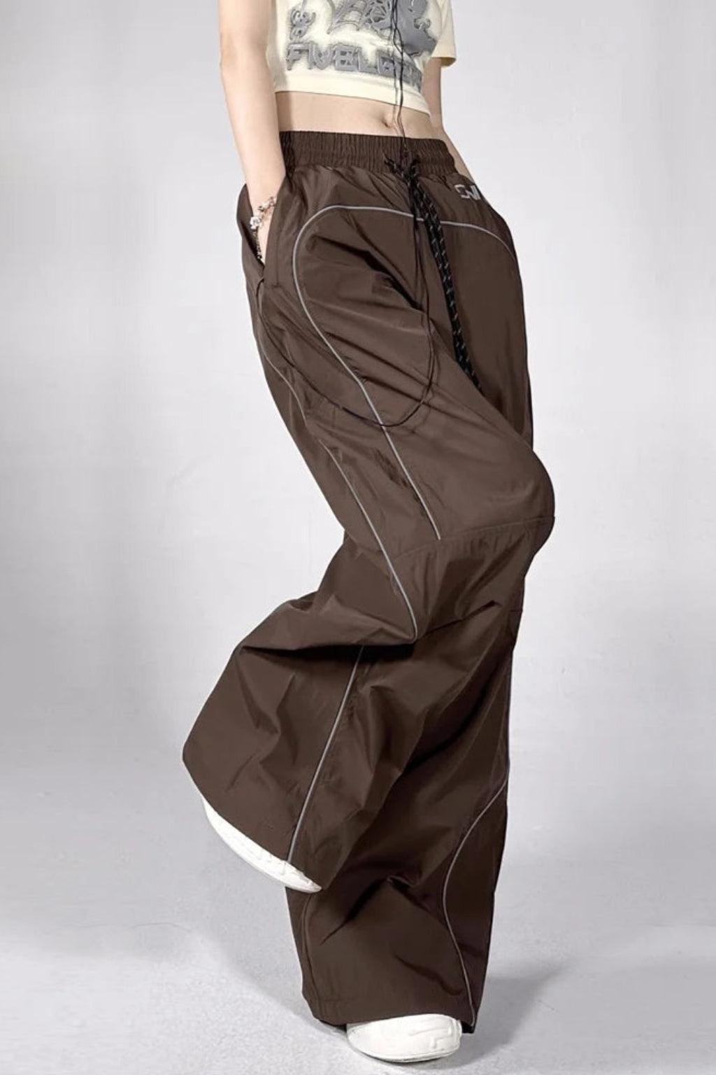 Pantalon parachute marron