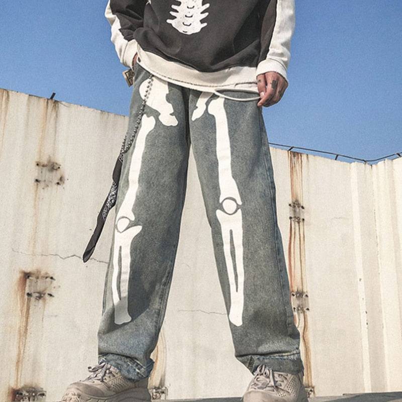 Pantalon squelette-y2k streetwear