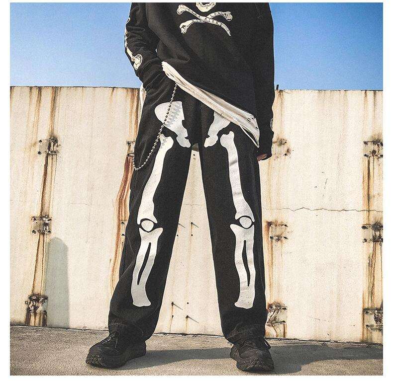 Pantalon squelette-y2k streetwear