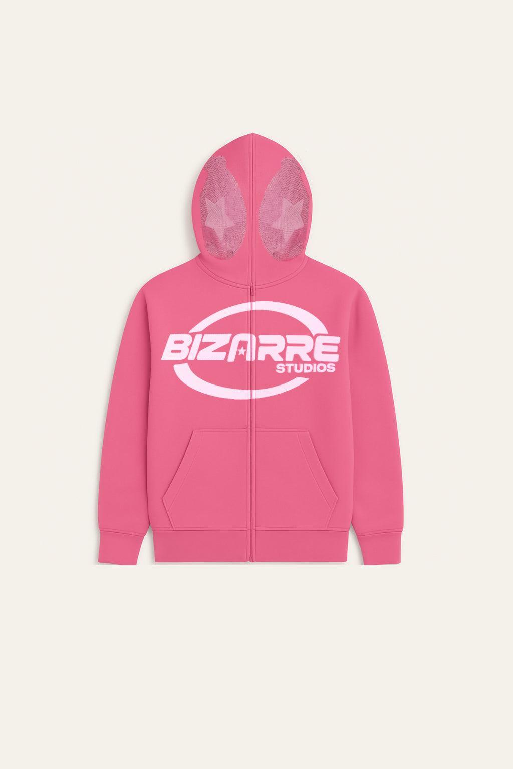 Pink full zip hoodie-y2k streetwear