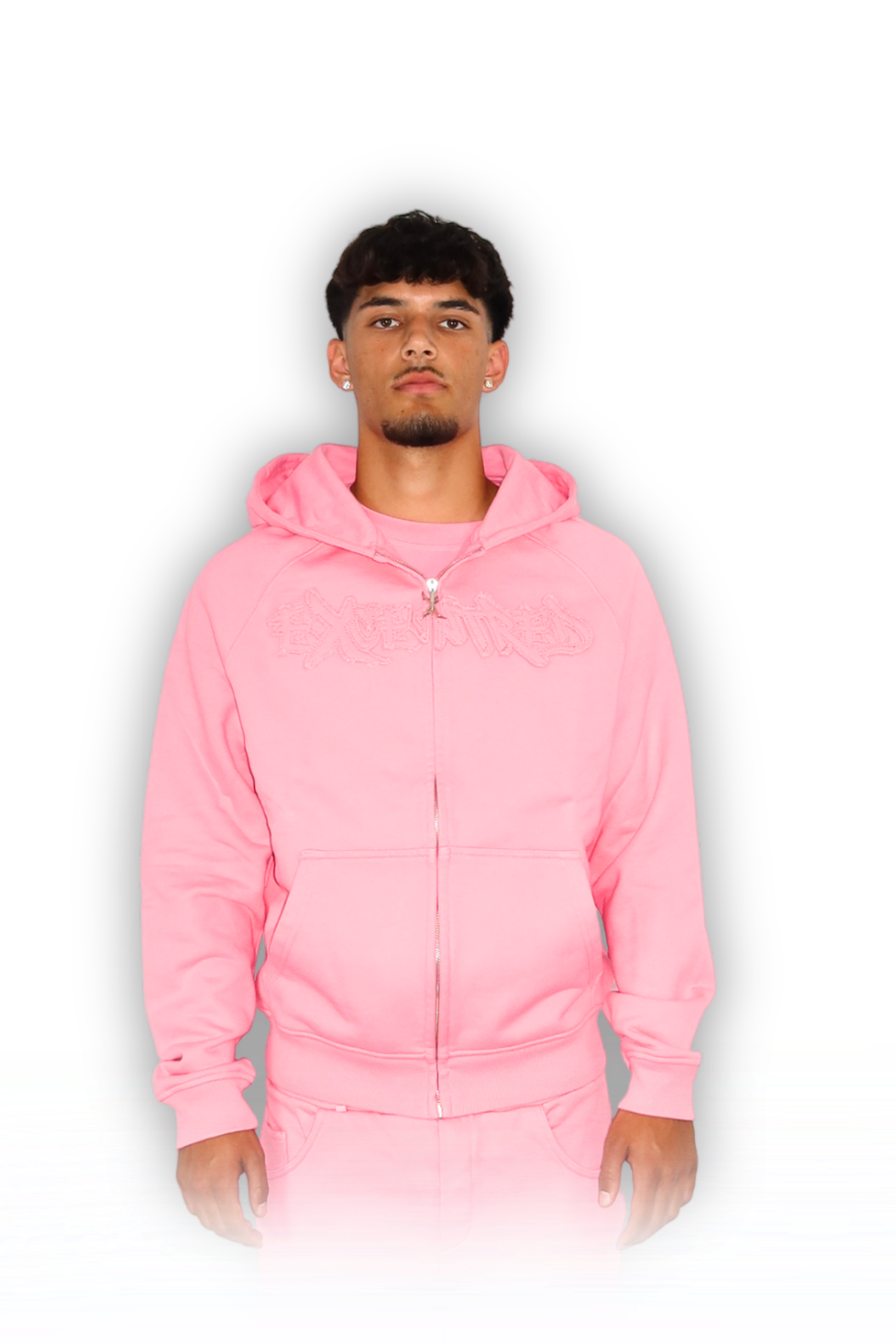DISTRESSED ZIP HOODIE SAKURA PINK