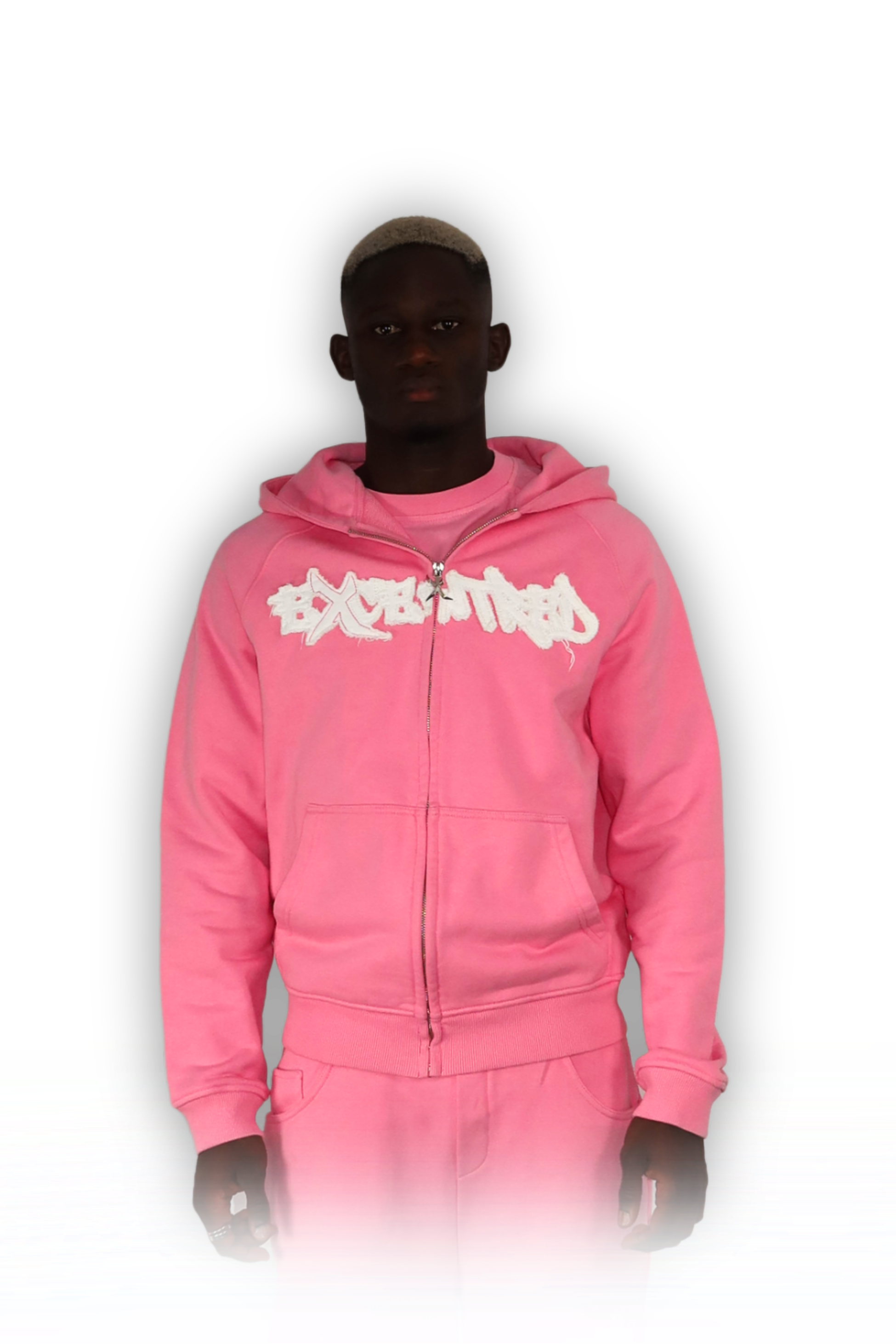 DISTRESSED ZIP HOODIE SAKURA PINK