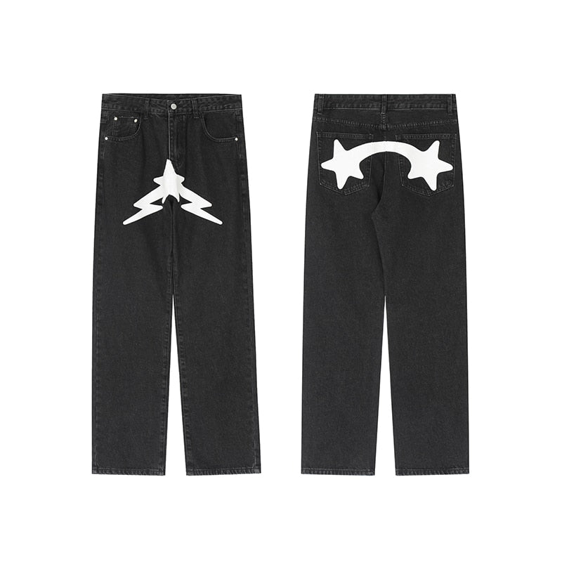 Printed jeans-y2k streetwear