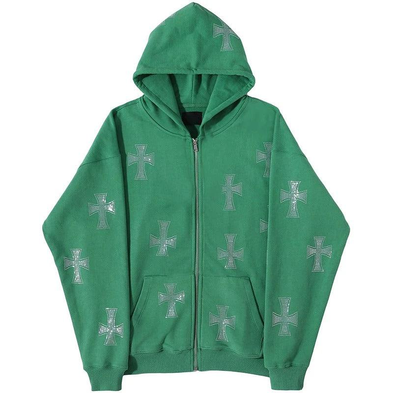 Sweat croix strass-y2k streetwear