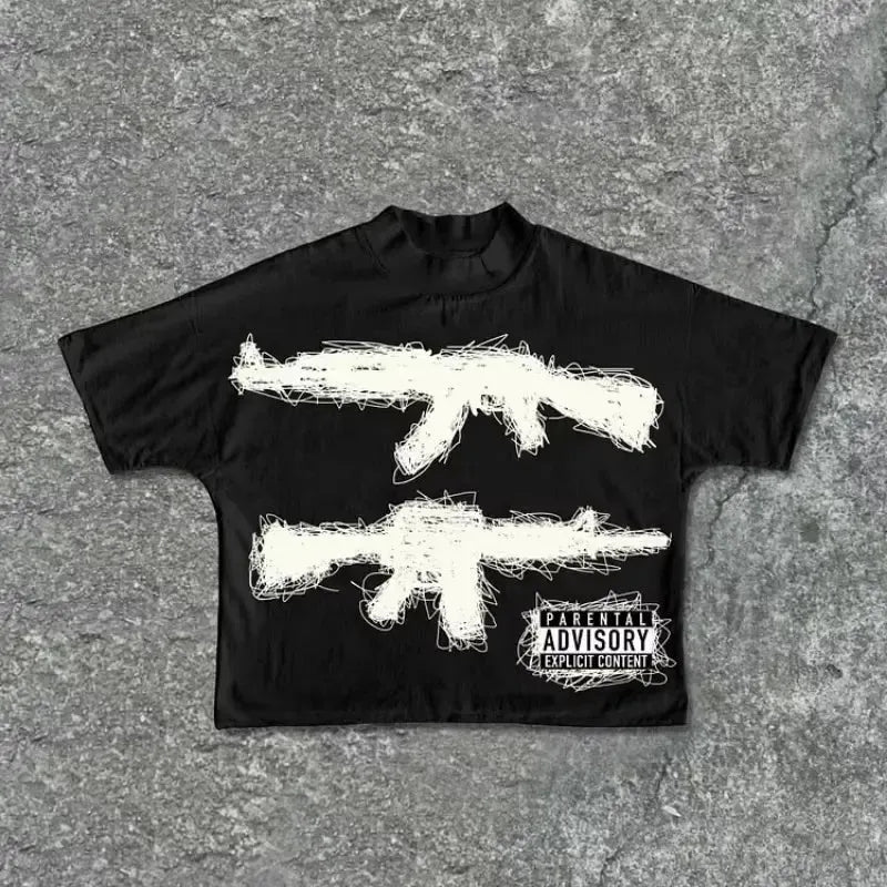 T Shirt parental advisory-y2k streetwear
