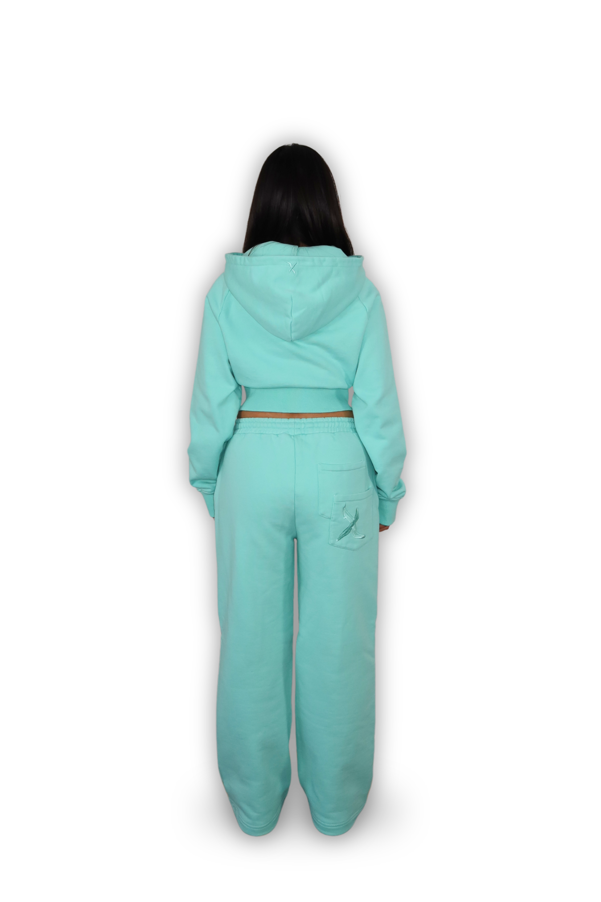 DISTRESSED CROPPED ZIP HOODIE CRYSTAL TIFFANY