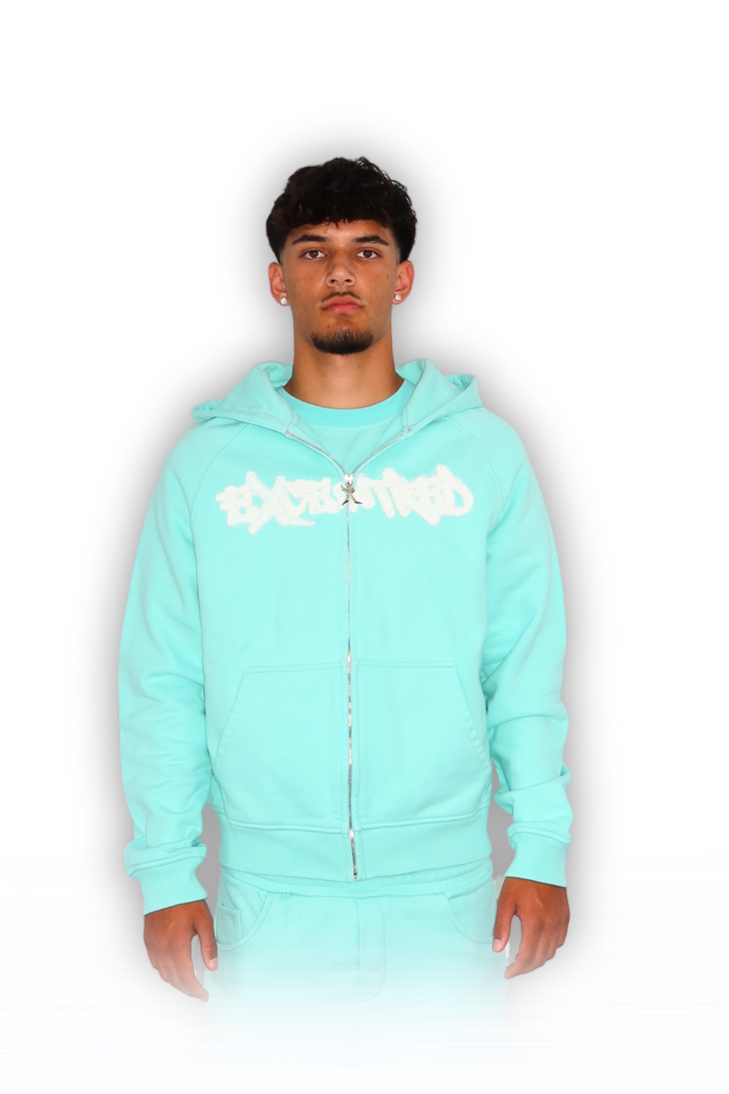 DISTRESSED ZIP HOODIE CRYSTAL TIFFANY