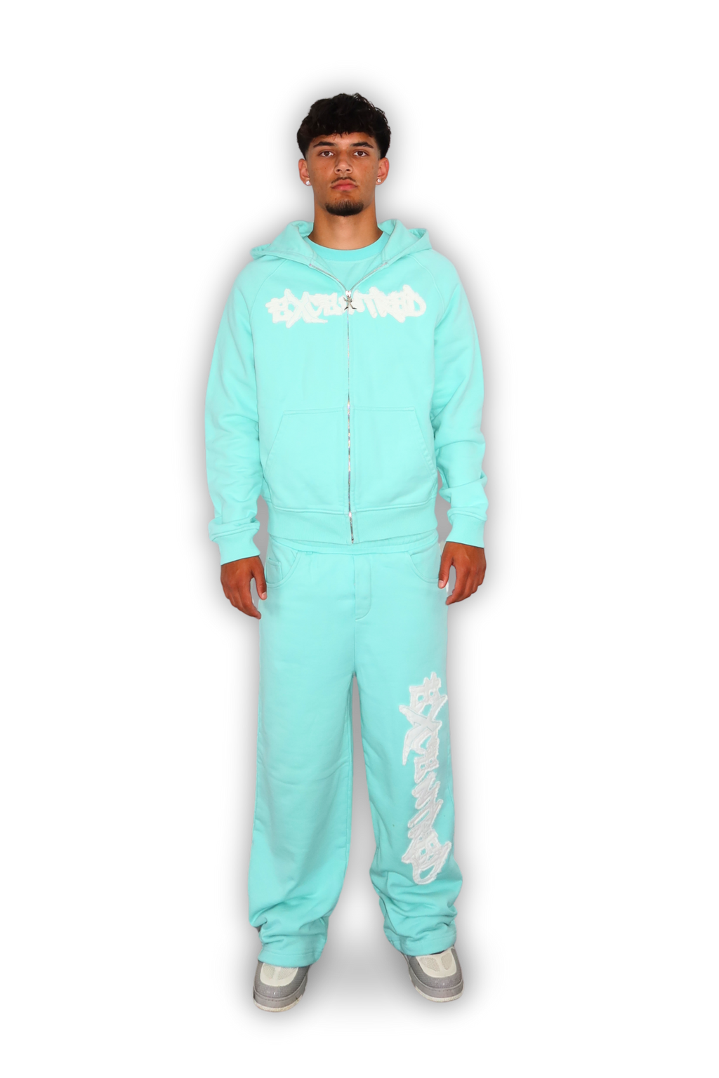 DISTRESSED ZIP HOODIE CRYSTAL TIFFANY