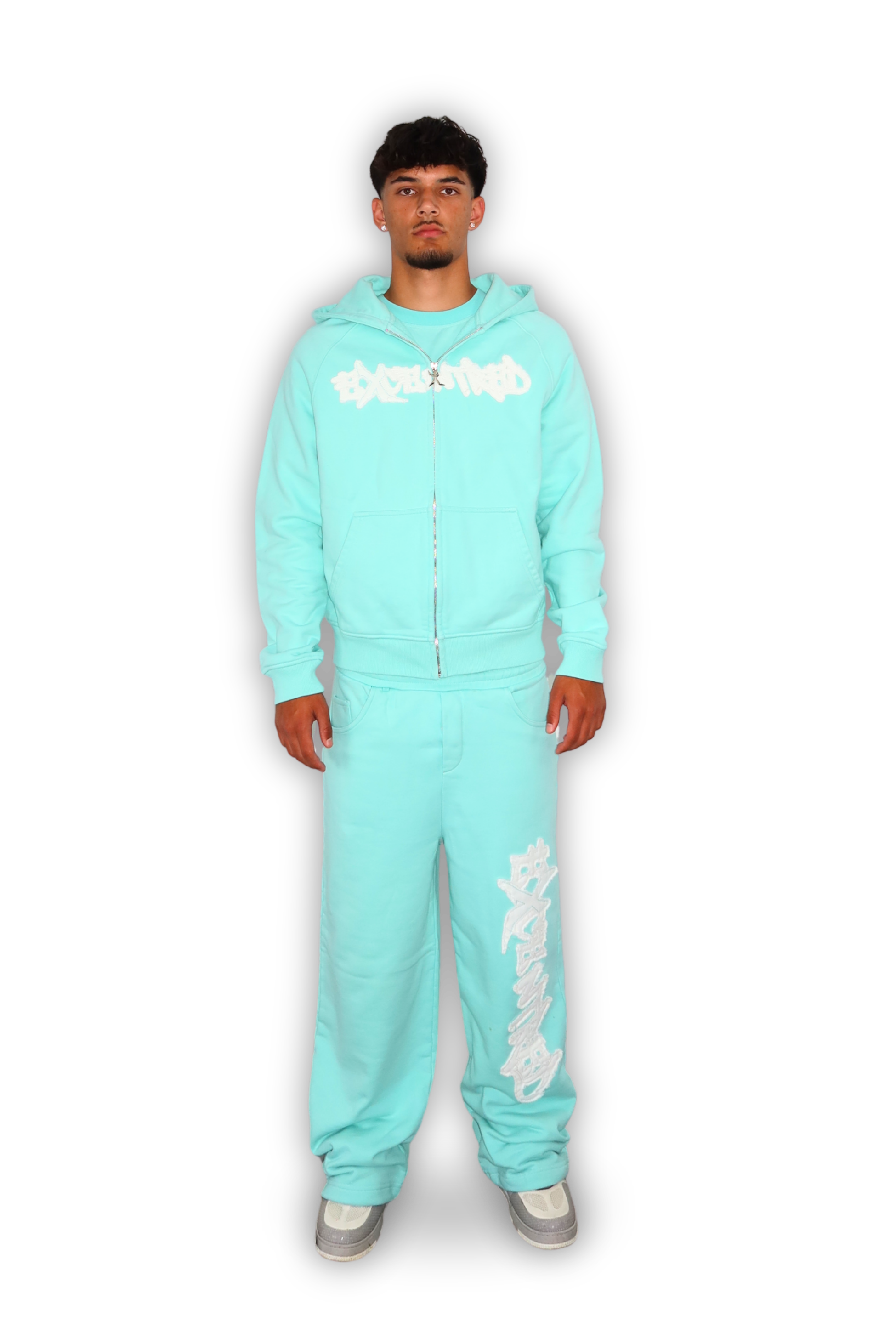 DISTRESSED ZIP HOODIE CRYSTAL TIFFANY