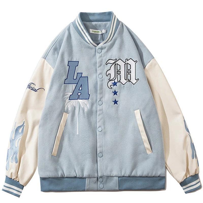 Varsity jacket bleu ciel-y2k streetwear