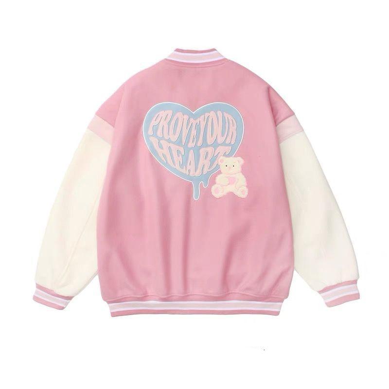 Varsity jacket rose-y2k streetwear
