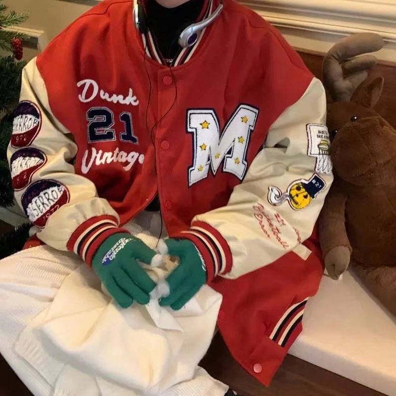 Varsity jacket rouge-y2k streetwear