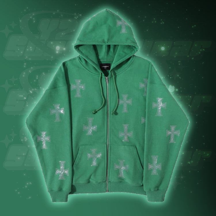 Veste avec croix strass brillante