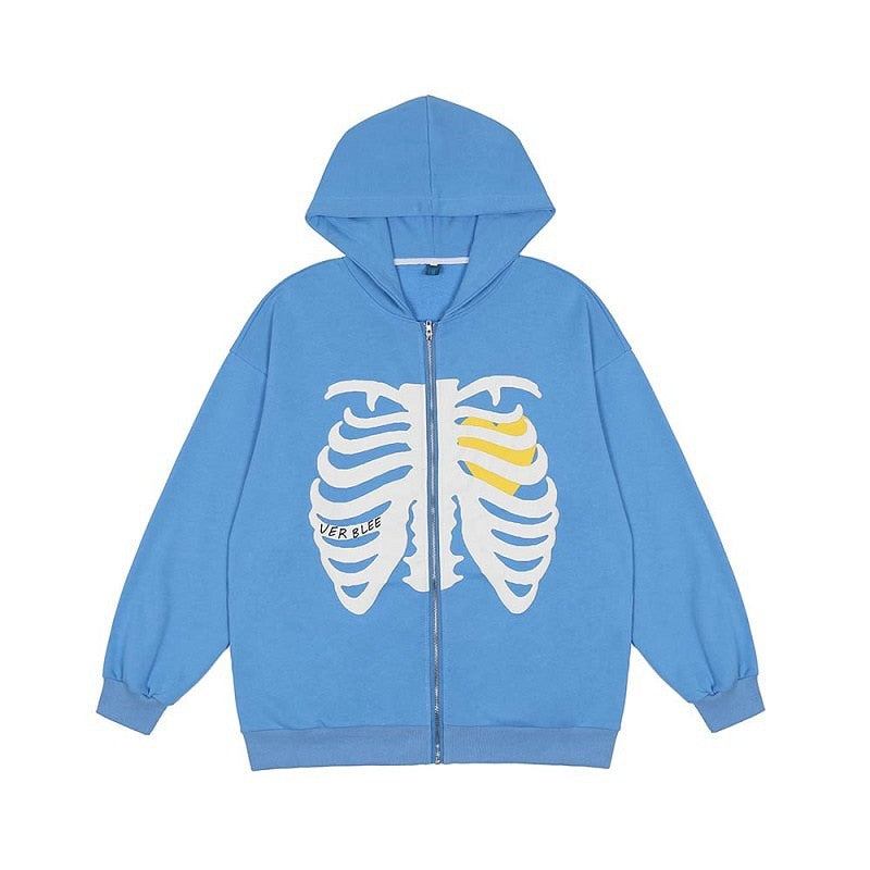 Veste squelette coeur-y2k streetwear