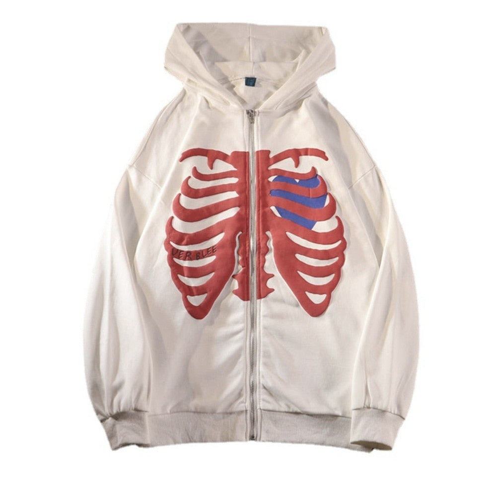 Veste squelette coeur-y2k streetwear