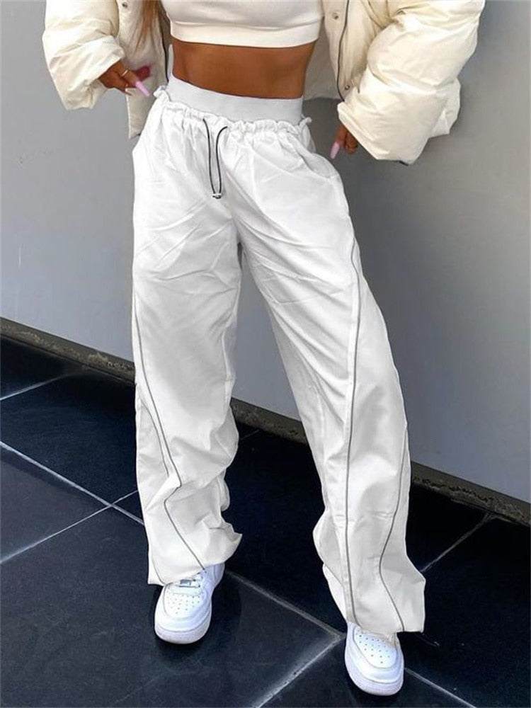 White track pants-y2k streetwear