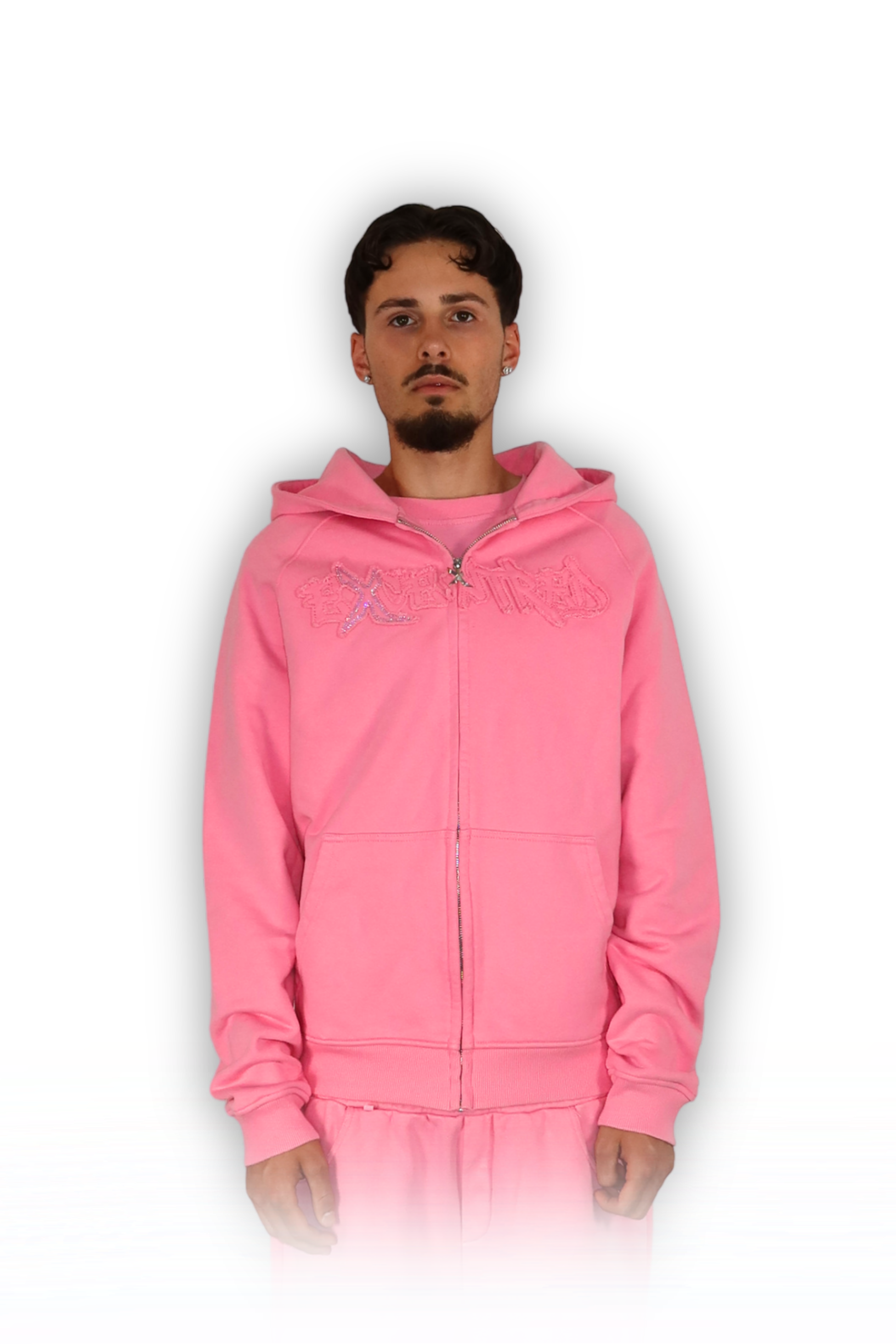 DISTRESSED ZIP HOODIE SAKURA PINK